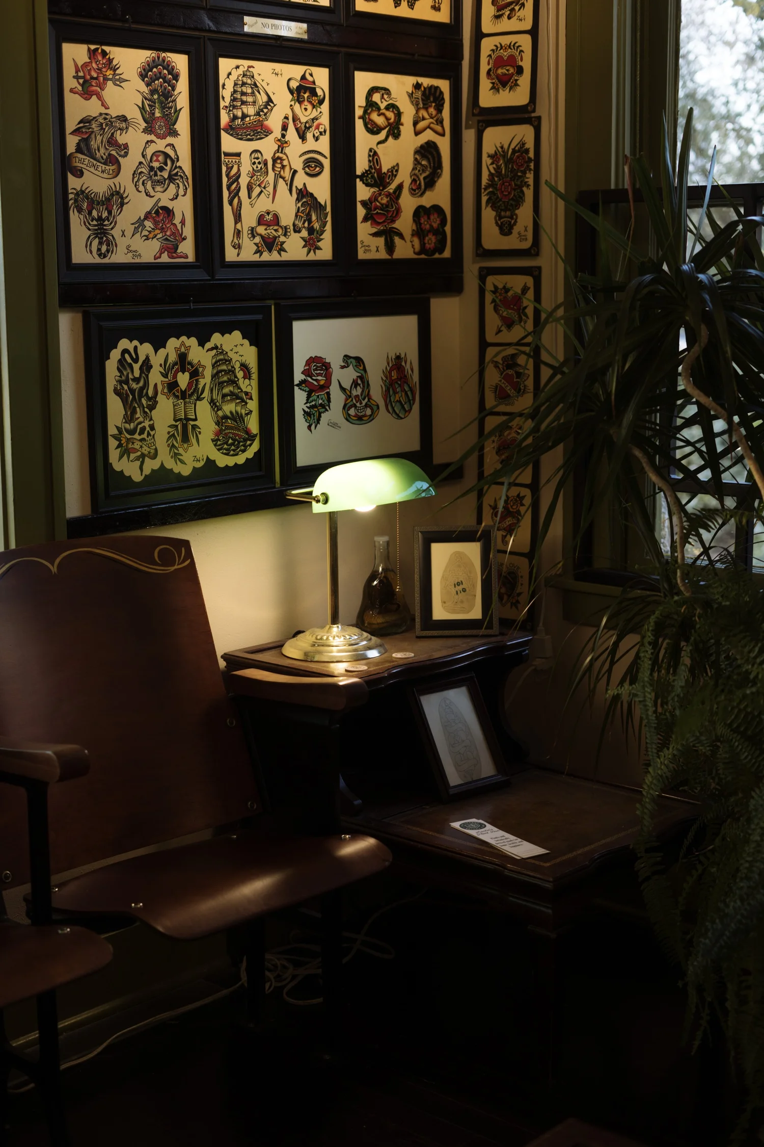 Inside Mainstay Tattoo — flash art and vintage interior